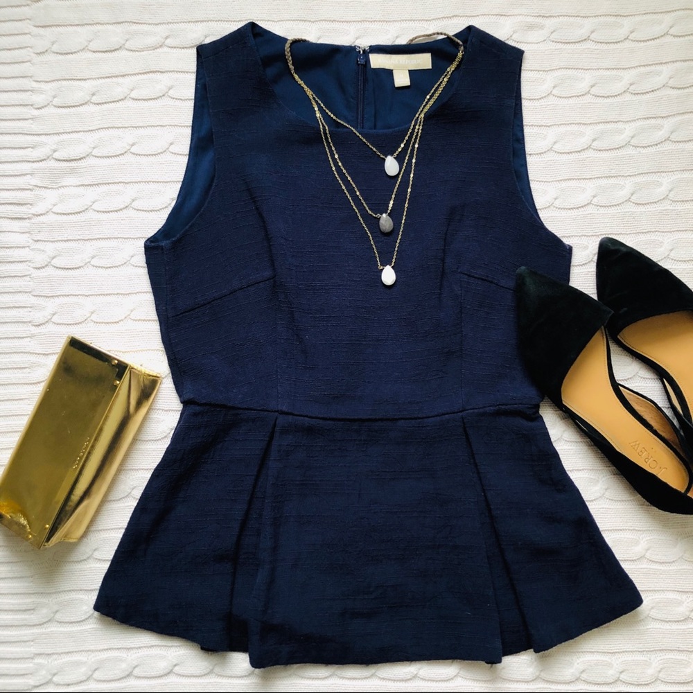Banana Republic | Navy Blue | Peplum Blouse